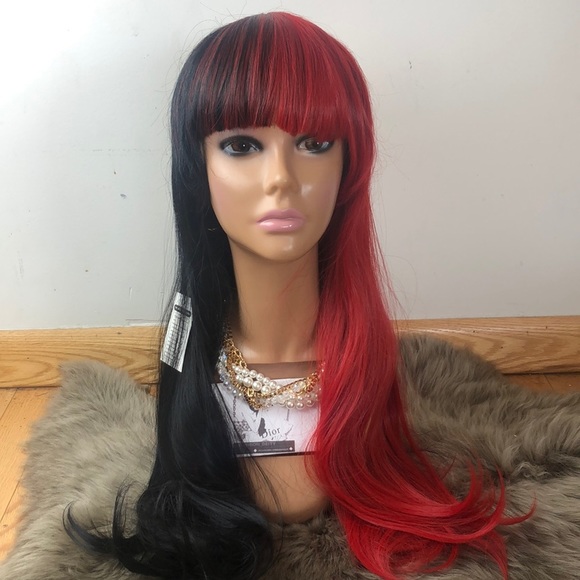 ✖️Lana Red & Black split dye Cosplay Straight wig main image 8
